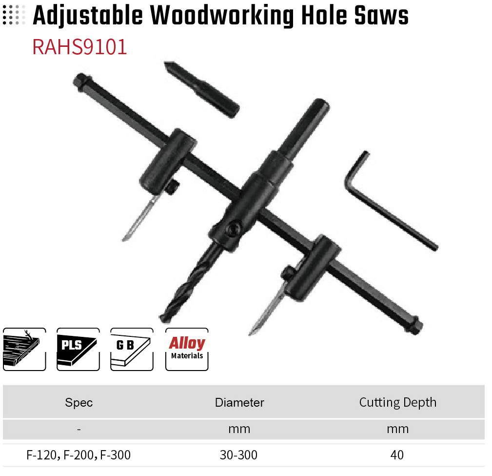 Adjustable Woodworking Hole Saws RAHS9101