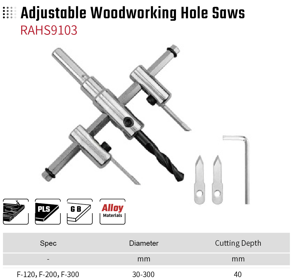 Adjustable Woodworking Hole Saws RAHS9103