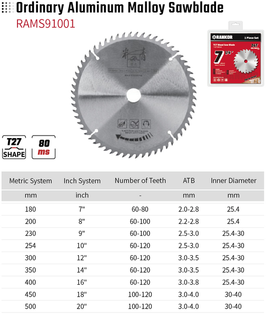 Ordinary Aluminum Malloy Sawblade RAMS91001