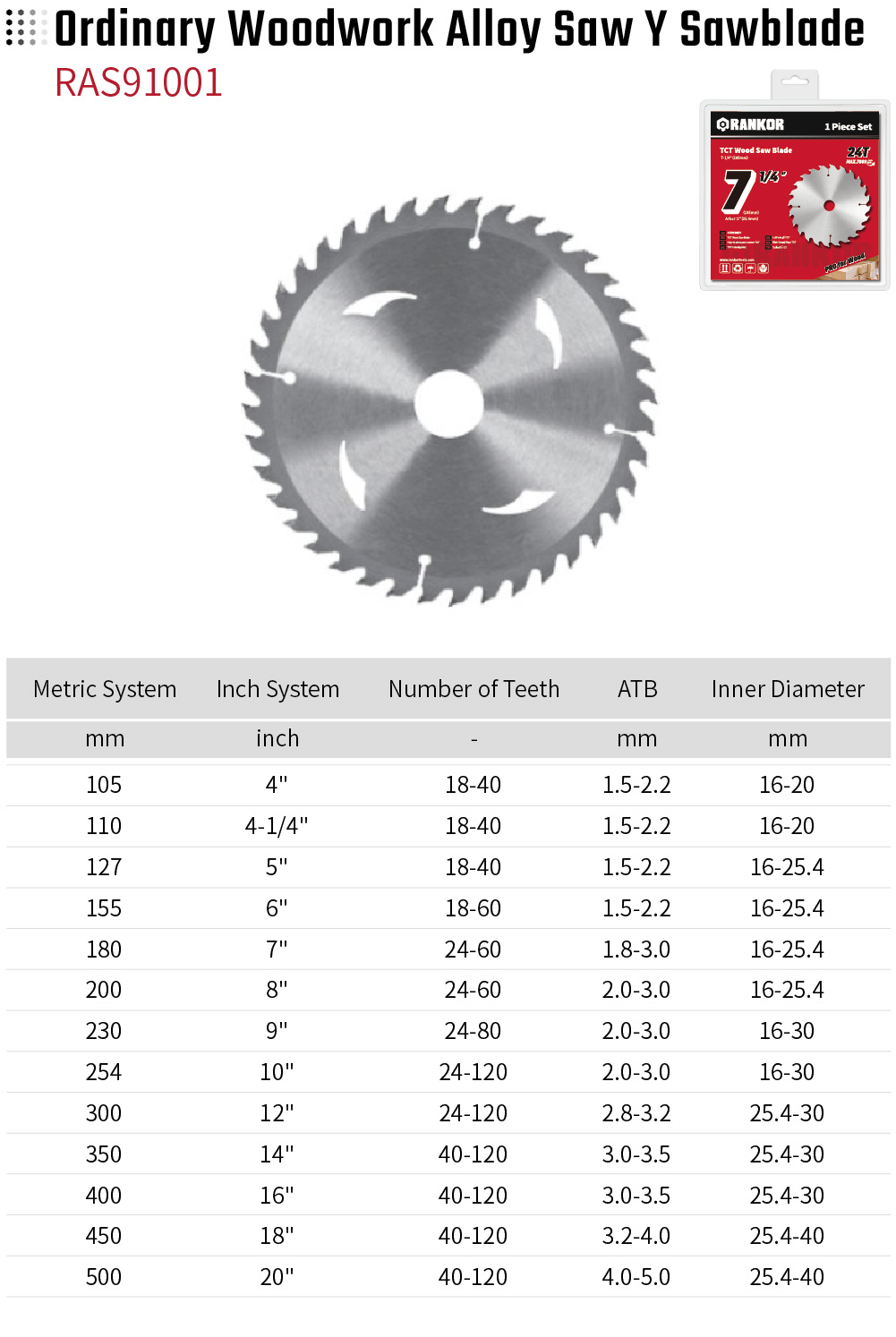 Ordinary Woodwork Alloy Saw Y Sawblade RAS91001