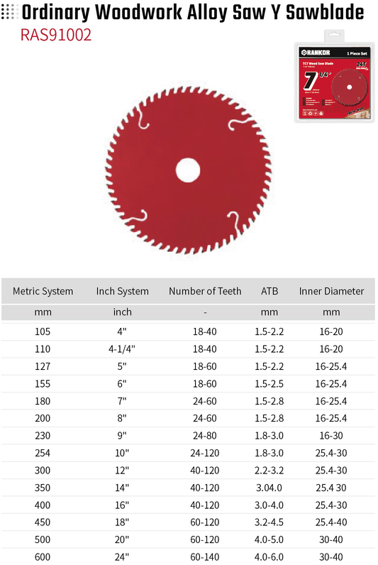 Ordinary Woodwork Alloy Saw Y Sawblade RAS91002