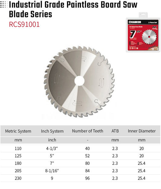 Industrial Grade Paintless Board Saw Blade Series RCS91001