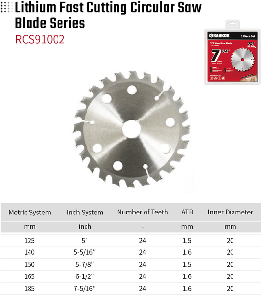 Lithium Fast Cutting Circular Saw Blade Series RCS91002