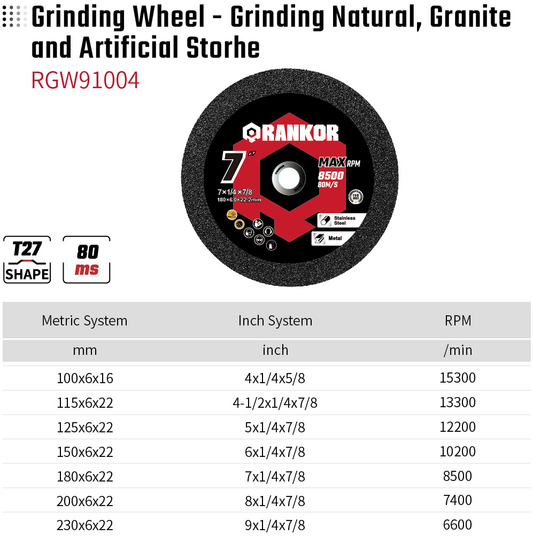 Grinding Wheel - Grinding Natural Granite and Artificial Storhe RGW91004