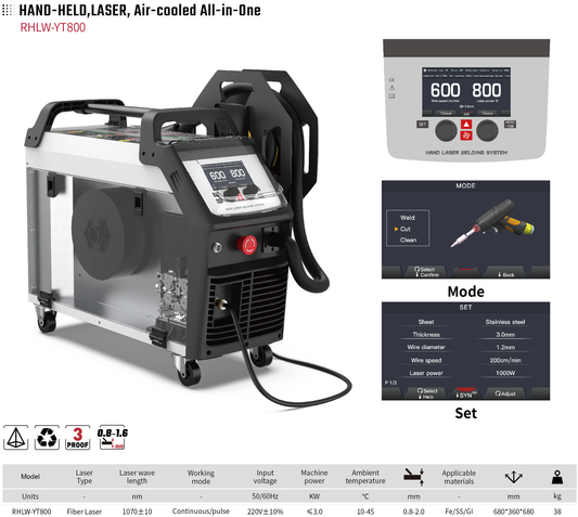 HAND-HELD LASER Air-cooled All-in-One RHLW-YT800