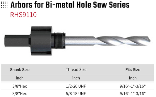 Arbors for Bi-metal Hole Saw Series RHS9110