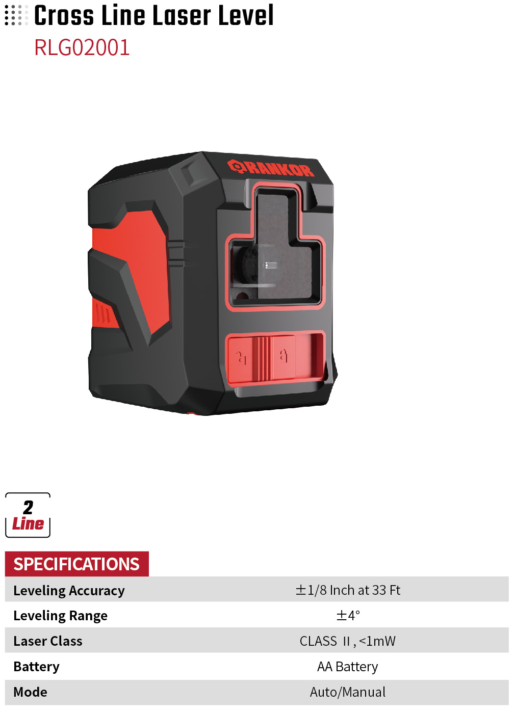 Cross Line Laser Level RLG02001