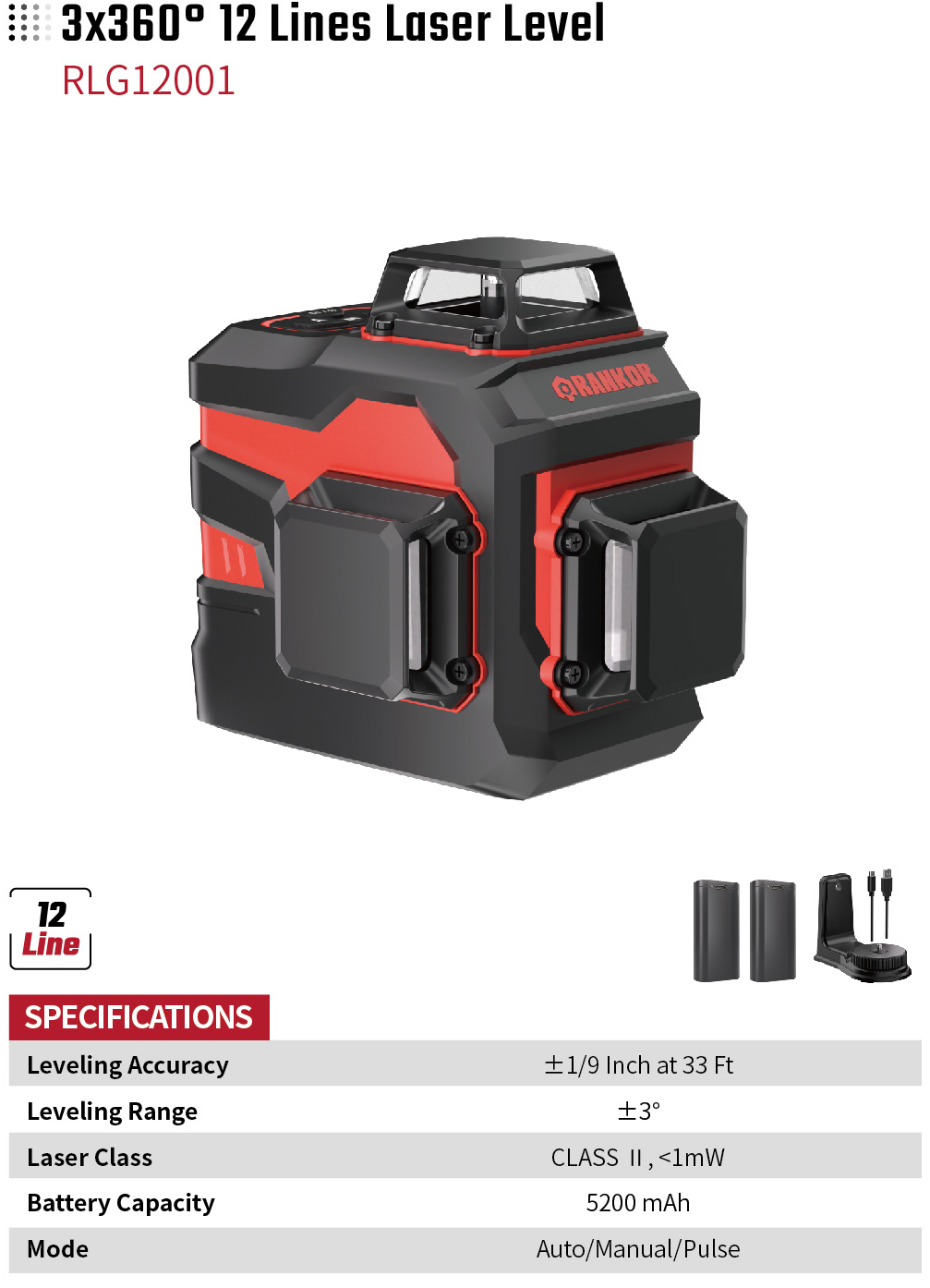 3x360° 12 Lines Laser Level RLG12001