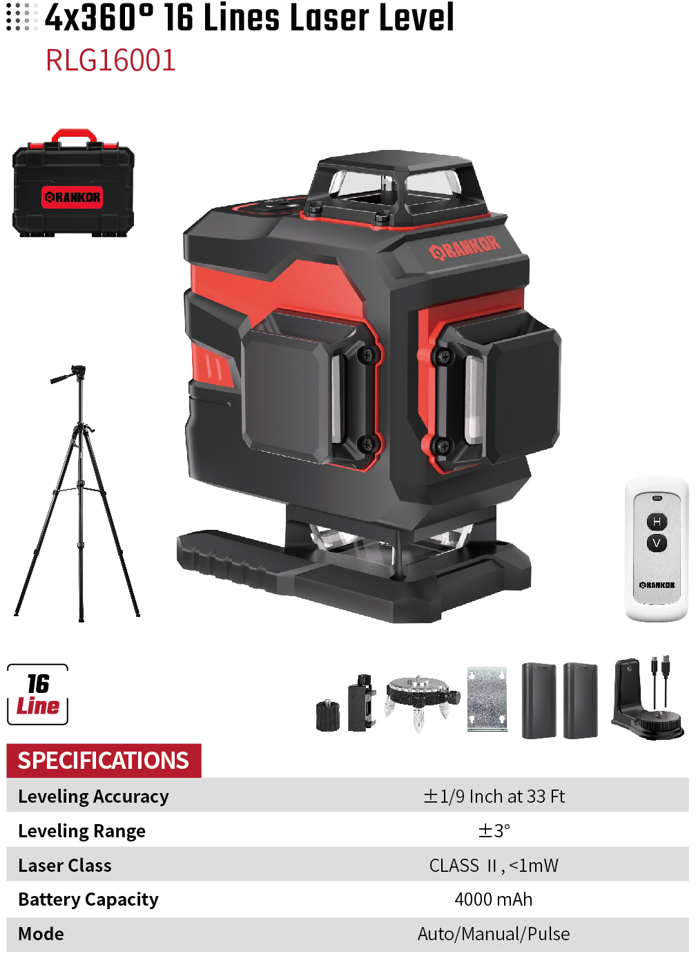 4x360° 16 Lines Laser Level RLG16001